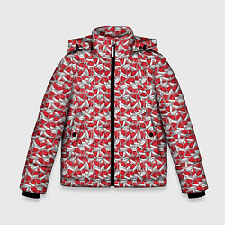 Куртка зимняя для мальчика Шапки Деда Мороза, цвет: 3D-черный
