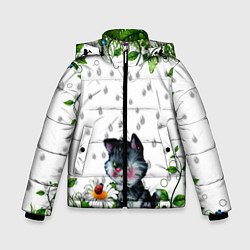 Куртка зимняя для мальчика Котёнок, цвет: 3D-черный