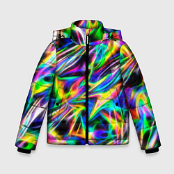 Куртка зимняя для мальчика Космическая хризонтема, цвет: 3D-черный