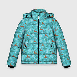 Куртка зимняя для мальчика Новогодние Олени, цвет: 3D-черный