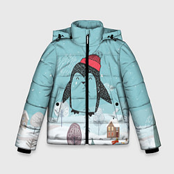 Куртка зимняя для мальчика Милый пингвин, цвет: 3D-черный