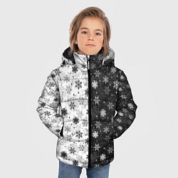 Куртка зимняя для мальчика Чёрно-Белые Снежинки, цвет: 3D-черный — фото 2