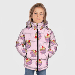 Куртка зимняя для мальчика Капкейки на розовом, цвет: 3D-черный — фото 2