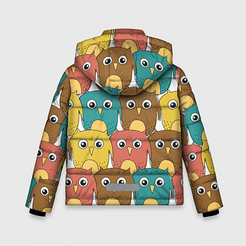 Зимняя куртка для мальчика Разноцветные совы / 3D-Черный – фото 2