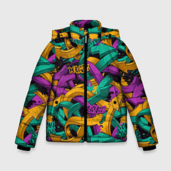 Куртка зимняя для мальчика Граффити, цвет: 3D-черный