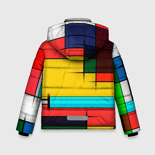 Зимняя куртка для мальчика Абстрактные фигуры цвета / 3D-Черный – фото 2