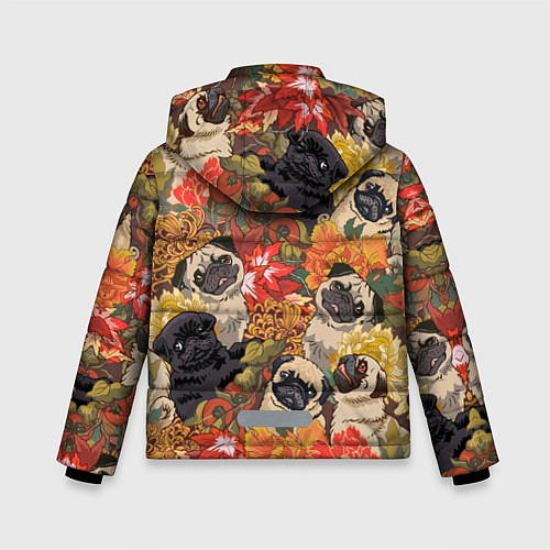 Зимняя куртка для мальчика Мопсики Цветочки / 3D-Черный – фото 2