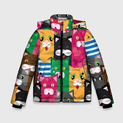 Куртка зимняя для мальчика Удивленные Коты, цвет: 3D-черный