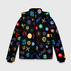 Куртка зимняя для мальчика ЛОГОТИПЫ КРИПТОВАЛЮТ Z, цвет: 3D-черный
