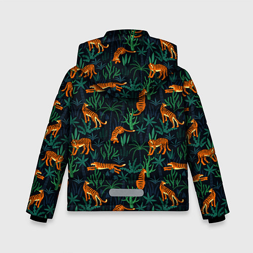 Зимняя куртка для мальчика Паттерн из Тигров и Растений / 3D-Черный – фото 2