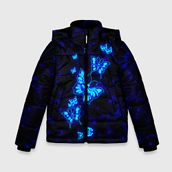 Куртка зимняя для мальчика Неоновые бабочки, цвет: 3D-светло-серый