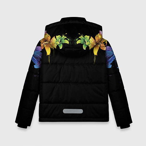 Зимняя куртка для мальчика Цветы / 3D-Черный – фото 2