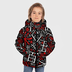 Куртка зимняя для мальчика КИТАЙСКИЕ ИЕРОГЛИФЫ, цвет: 3D-черный — фото 2