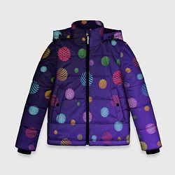 Куртка зимняя для мальчика Разноцветные шары, планеты, цвет: 3D-черный