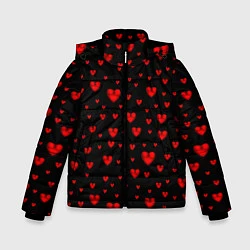 Куртка зимняя для мальчика Красные сердца, цвет: 3D-светло-серый