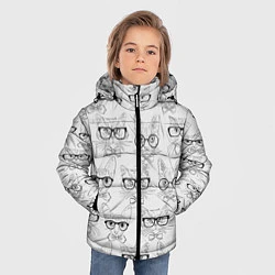 Куртка зимняя для мальчика Кошки в очках, цвет: 3D-светло-серый — фото 2