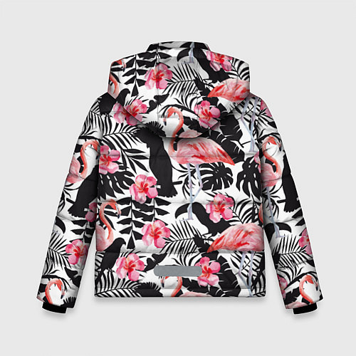Зимняя куртка для мальчика Фламинго и попугаи / 3D-Черный – фото 2