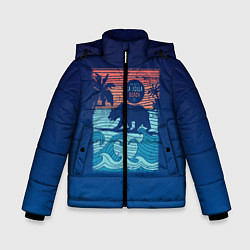 Куртка зимняя для мальчика Медведь на серфинге, цвет: 3D-черный