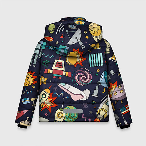 Зимняя куртка для мальчика Космос / 3D-Черный – фото 2