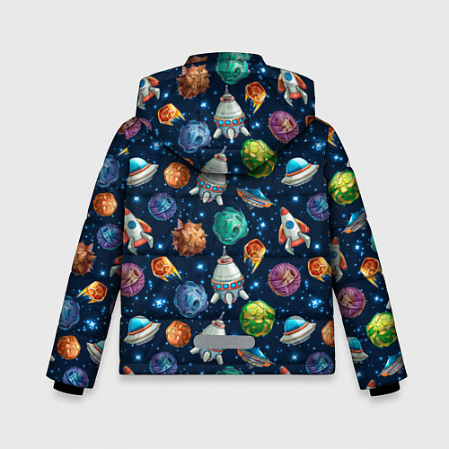 Зимняя куртка для мальчика Мультяшные планеты / 3D-Черный – фото 2