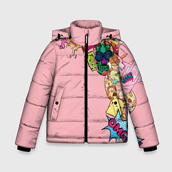 Куртка зимняя для мальчика Sticker boom!, цвет: 3D-черный