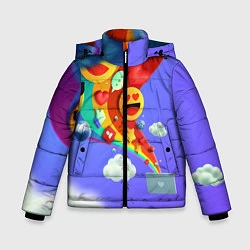 Куртка зимняя для мальчика Радуга Эмоджи, цвет: 3D-черный