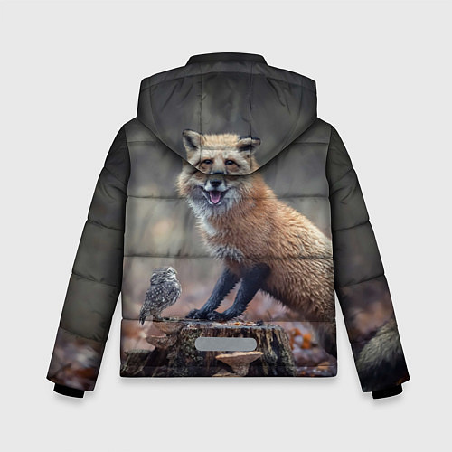 Зимняя куртка для мальчика Лисица и птичка / 3D-Черный – фото 2