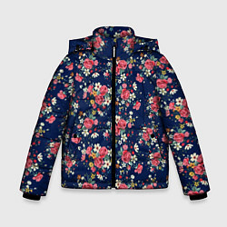 Куртка зимняя для мальчика Розы и Ромашки, цвет: 3D-черный