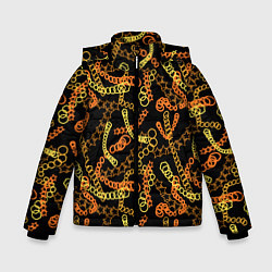 Куртка зимняя для мальчика Цветные цепи, абстракция, цвет: 3D-черный