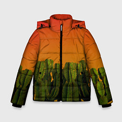 Куртка зимняя для мальчика Кактусы на закате, цвет: 3D-черный