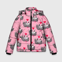 Куртка зимняя для мальчика Пиксельные котики, цвет: 3D-черный