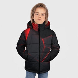 Куртка зимняя для мальчика Красные плиты 3D, цвет: 3D-красный — фото 2