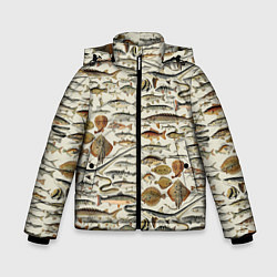 Куртка зимняя для мальчика Рыбный паттерн, цвет: 3D-красный