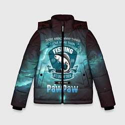 Куртка зимняя для мальчика Любимая рыбалка, цвет: 3D-черный