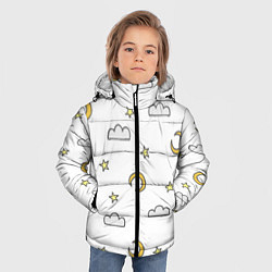 Куртка зимняя для мальчика Луна, звезды и облака, цвет: 3D-черный — фото 2