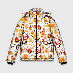 Куртка зимняя для мальчика Славянская символика, цвет: 3D-черный