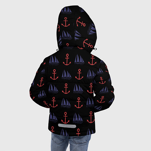 Зимняя куртка для мальчика Корабли и якоря / 3D-Красный – фото 4
