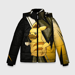 Куртка зимняя для мальчика Пикачу детектив, цвет: 3D-черный