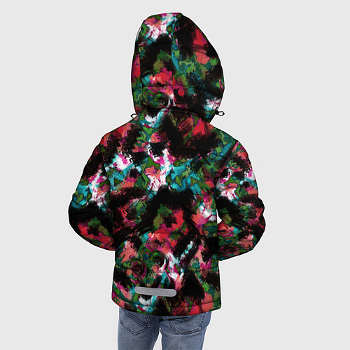 Зимняя куртка для мальчика Гранжевый абстрактный узор / 3D-Красный – фото 4
