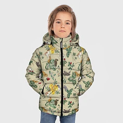 Куртка зимняя для мальчика Зайчики с Цветочками, цвет: 3D-черный — фото 2