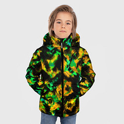 Куртка зимняя для мальчика Абстрактный желто-зеленый узор, цвет: 3D-черный — фото 2