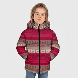 Куртка зимняя для мальчика Полосатый вышитый орнамент, цвет: 3D-черный — фото 2