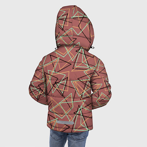Зимняя куртка для мальчика Террактовый геометрический / 3D-Красный – фото 4
