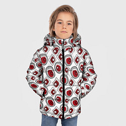 Куртка зимняя для мальчика Красно черный узор на белом, цвет: 3D-черный — фото 2