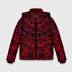 Куртка зимняя для мальчика Акварельный калейдоскоп, цвет: 3D-красный