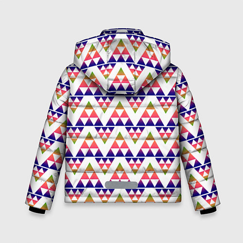 Зимняя куртка для мальчика Геометрический узор в виде треугольников / 3D-Светло-серый – фото 2