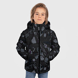 Куртка зимняя для мальчика Темный серый узор мемфис, цвет: 3D-черный — фото 2