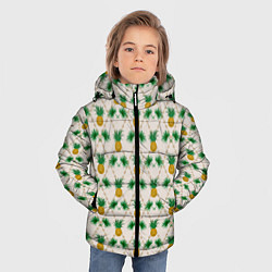 Куртка зимняя для мальчика Узор ретро Ананасы, цвет: 3D-светло-серый — фото 2