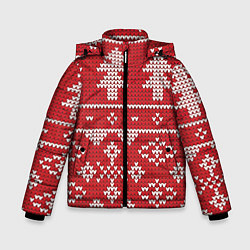 Куртка зимняя для мальчика Вязаный рисунок, цвет: 3D-красный