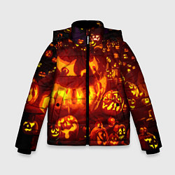 Куртка зимняя для мальчика Тыквы на Хэллоуин, цвет: 3D-черный